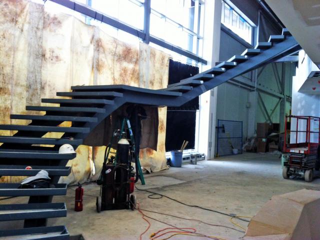 A Custom Fabricated Set Of Curved Architectural Stairs Under Construction