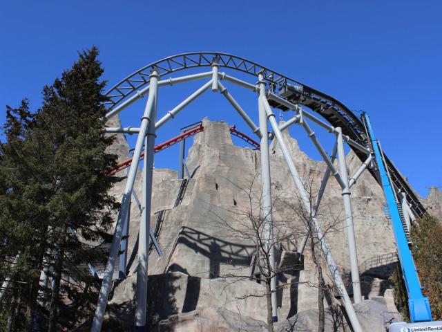 Roller Coaster Track For Canada's Wonderland's "The Guardian" Ascends And Curves While Under Construction