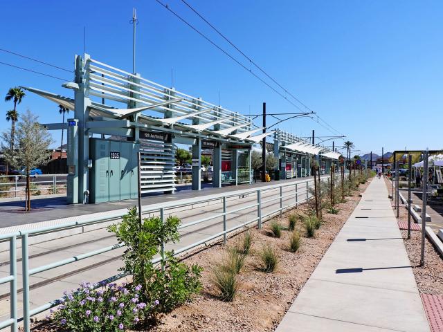 A Light Rail Transit (LRT) Station Featuring Custom Fabricated Steel Dividers And Sun Shades