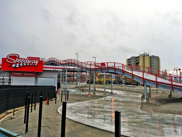 The Outdoor Go Kart Complex "Niagara Speedway" Under Construction With Rolled Structural Beams For The Elevated Track Sections
