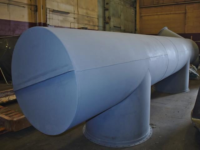 A Custom Fabricated Section Of Large Diameter Industrial Steel Ducting