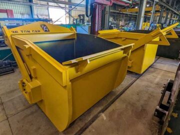 Custom Fabricated Materials Handling Buckets Painted Yellow