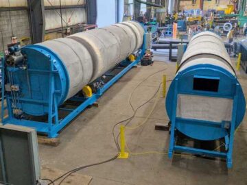 OEM Industrial Rotating Drums Being Fabricated In A Workshop